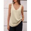 imageCicy Bell Womens V Neck Satin Tank Tops Dressy Casual Silk Camisole Blouses Summer Corporate OutfitsBeige