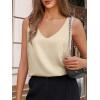 imageCicy Bell Womens V Neck Satin Tank Tops Dressy Casual Silk Camisole Blouses Summer Corporate OutfitsBeige
