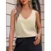 imageCicy Bell Womens V Neck Satin Tank Tops Dressy Casual Silk Camisole Blouses Summer Corporate OutfitsBeige