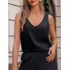 imageCicy Bell Womens V Neck Satin Tank Tops Dressy Casual Silk Camisole Blouses Summer Corporate OutfitsBlack
