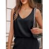 imageCicy Bell Womens V Neck Satin Tank Tops Dressy Casual Silk Camisole Blouses Summer Corporate OutfitsBlack