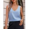 imageCicy Bell Womens V Neck Satin Tank Tops Dressy Casual Silk Camisole Blouses Summer Corporate OutfitsBlue