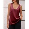 imageCicy Bell Womens V Neck Satin Tank Tops Dressy Casual Silk Camisole Blouses Summer Corporate OutfitsBurgundy
