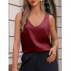 imageCicy Bell Womens V Neck Satin Tank Tops Dressy Casual Silk Camisole Blouses Summer Corporate OutfitsBurgundy