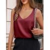 imageCicy Bell Womens V Neck Satin Tank Tops Dressy Casual Silk Camisole Blouses Summer Corporate OutfitsBurgundy