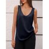imageCicy Bell Womens V Neck Satin Tank Tops Dressy Casual Silk Camisole Blouses Summer Corporate OutfitsNavy