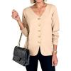 imageCicy Bell Womens Button Up Cardigan Sweaters Blazer Trendy Lightweight V Neck Long Sleeve Sweater Tops Cream