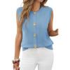 imageCicy Bell Womens Cropped Sweater Vest Round Neck Sleeveless Button Up Cardigan Casual Knit Tank TopsSky Blue