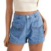 imageCicy Bell Womens High Waisted Jean Shorts Summer Baggy Wide Leg Vintage Denim Shorts with Ruffle Front PocketsLight Blue