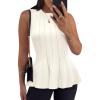 imageCicy Bell Womens Pleated Peplum Tank Tops Fitted Ribbed Knit Crew Neck Blouses Summer Sweater VestWhite