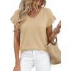 imageCicy Bell Womens Ruffle Short Sleeve Sweater Summer Lightweight V Neck Knit TShirts Trendy Casual Pullover TopsKhaki