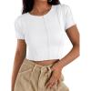 imageCicy Bell Womens Short Sleeve Crop Tops Summer Fitted Ribbed Knit Tee Shirts Trendy Casual Y2k Going Out ShirtsWhite