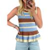 imageCicy Bell Womens Striped Sweater Vest Summer Casual Sleeveless Ruffle Knit Tank Tops Crew Neck Lightweight ShirtsSky Blue