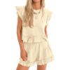 imageCicy Bell Womens Summer 2 Piece Sets Ruffle Cap Sleeve Crewneck Cropped Tops Elastic Waist Shorts 2026 Lounge OutfitsBeige