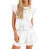 imageCicy Bell Womens Summer 2 Piece Sets Ruffle Cap Sleeve Crewneck Cropped Tops Elastic Waist Shorts 2026 Lounge OutfitsWhite
