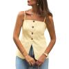 imageCicy Bell Womens Summer Cami Suit Vest Dressy Casual Button Down Waistcoat Fitted Split Hem Sleeveless Blazer TopsBeige