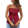 imageCicy Bell Womens Summer Cami Suit Vest Dressy Casual Button Down Waistcoat Fitted Split Hem Sleeveless Blazer TopsBurgundy