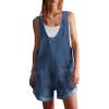 imageCicy Bell Womens Summer Denim Rompers Casual Sleeveless V Neck Jeans Short Jumpsuits with PocketsBlue