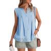 imageCicy Bell Womens Summer Eyelet Tank Tops V Neck Ruffle Sleeveless Button Down Shirts Casual Cotton Loose Fit TeesSky Blue