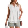 imageCicy Bell Womens Summer Eyelet Tank Tops V Neck Ruffle Sleeveless Button Down Shirts Casual Cotton Loose Fit TeesWhite