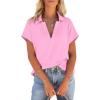 imageCicy Bell Womens V Neck Polo Shirts Short Sleeve Business Casual Tops Loose Fit Summer TeesPink