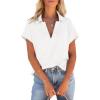 imageCicy Bell Womens V Neck Polo Shirts Short Sleeve Business Casual Tops Loose Fit Summer TeesWhite