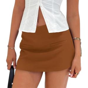 imageCicy Bell Womens Mini Skirts Bodycon High Waisted Side Zipper Aline Summer Skirt for Work OfficeBrown