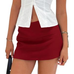 imageCicy Bell Womens Mini Skirts Bodycon High Waisted Side Zipper Aline Summer Skirt for Work OfficeBurgundy
