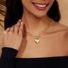 imageCicy Bell 18K Gold Plated Heart Necklace for Women Diamond Love Chunky Charm Necklace Valentines Day Wedding Pendants Cuban Non Tarnish Chains Trendy Jewelry Gift 197GoldStyle A