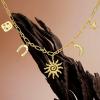 imageCicy Bell 18K Gold Plated Necklace for Women Chunky Charm Necklace Diamond Love Heart Sun Charms Valentines Day Wedding Lucky Pendants Jewelry Gift 197Style Sun Moon