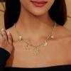 imageCicy Bell 18K Gold Plated Necklace for Women Chunky Charm Necklace Diamond Love Heart Sun Charms Valentines Day Wedding Lucky Pendants Jewelry Gift 197Style Sun Moon