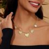 imageCicy Bell 18K Gold Plated Necklace for Women Chunky Charm Necklace Diamond Love Heart Sun Charms Valentines Day Wedding Lucky Pendants Jewelry Gift 197Style Diamond Love Heart