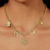 imageCicy Bell 18K Gold Plated Necklace for Women Chunky Charm Necklace Diamond Love Heart Sun Charms Valentines Day Wedding Lucky Pendants Jewelry Gift 197Style Sun Moon
