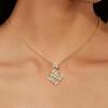 imageCicy Bell 18k Gold Plated Necklace for Women Dainty Cubic Zirconia Floral Square Pendant Necklaces Birthday Lucky Valentines Day Jewelry GiftsGold