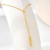 imageCicy Bell 18k Gold Plated Y Shaped Pendant Necklace for Women Butterfly Dainty Bead Chain Drop Necklace Trend Jewelry Gift 177  19 ExtenderStyle CGold