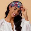 imageCicy Bell Headband for Women Boho Yoga Workout Vintage Traditional Folk Patterns Head Wrap Trendy Running Hiking Cycling HairbandWhiteRed