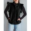 imageCicy Bell Women Ruffles Puffer Vest Sleeveless Button Down Padded Jacket Gilet Trendy Spring OuterwearBlack