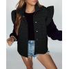 imageCicy Bell Women Ruffles Puffer Vest Sleeveless Button Down Padded Jacket Gilet Trendy Spring OuterwearBlack
