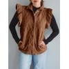 imageCicy Bell Women Ruffles Puffer Vest Sleeveless Button Down Padded Jacket Gilet Trendy Spring OuterwearBrown