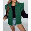 imageCicy Bell Women Ruffles Puffer Vest Sleeveless Button Down Padded Jacket Gilet Trendy Spring OuterwearDark Green