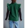 imageCicy Bell Women Ruffles Puffer Vest Sleeveless Button Down Padded Jacket Gilet Trendy Spring OuterwearDark Green