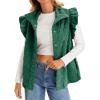 imageCicy Bell Women Ruffles Puffer Vest Sleeveless Button Down Padded Jacket Gilet Trendy Spring OuterwearDark Green