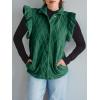 imageCicy Bell Women Ruffles Puffer Vest Sleeveless Button Down Padded Jacket Gilet Trendy Spring OuterwearDark Green