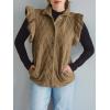 imageCicy Bell Women Ruffles Puffer Vest Sleeveless Button Down Padded Jacket Gilet Trendy Spring OuterwearKhaki
