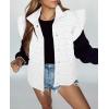 imageCicy Bell Women Ruffles Puffer Vest Sleeveless Button Down Padded Jacket Gilet Trendy Spring OuterwearWhite