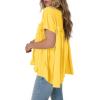 imageCicy Bell Women Summer T Shirts Babydoll Tops Pleated Short Sleeve Crew Neck Peplum Blouse Casual Loose Fit Yellow