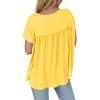 imageCicy Bell Women Summer T Shirts Babydoll Tops Pleated Short Sleeve Crew Neck Peplum Blouse Casual Loose Fit Yellow