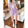 imageCicy Bell Womens 2 Piece Outfits Summer Half Zip V Neck Cap Sleeve Tops Matching Sets Color Block Short Lounge SetsLight Purple