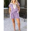 imageCicy Bell Womens 2 Piece Outfits Summer Half Zip V Neck Cap Sleeve Tops Matching Sets Color Block Short Lounge SetsLight Purple