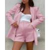 imageCicy Bell Womens 2 Piece Tweed Blazer Shorts Sets Long Sleeve Double Breasted Suit Jackets Business Outfit Pink XXLarge